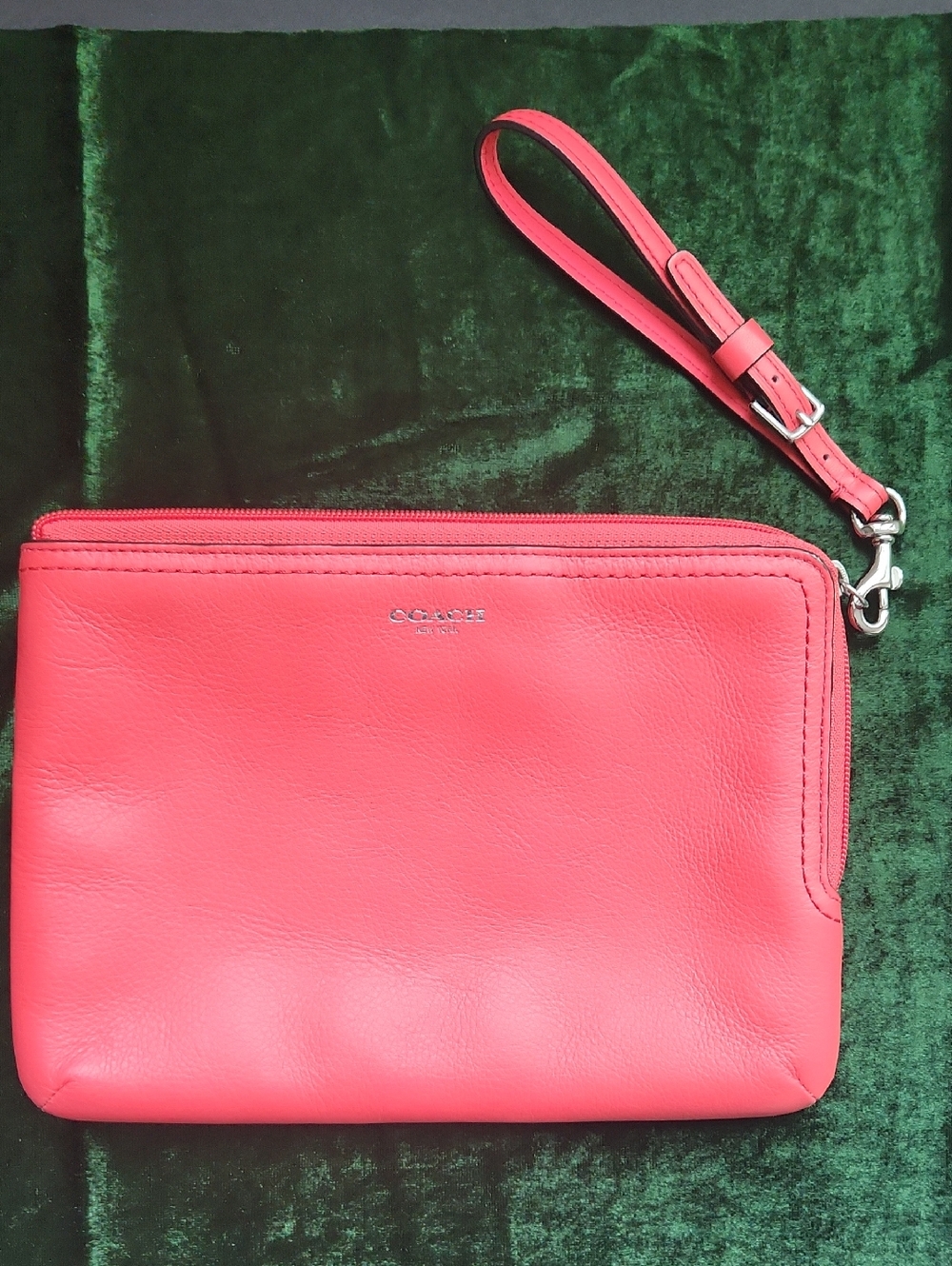 Coach Leather Coral Wristlet with Detachable Strap
